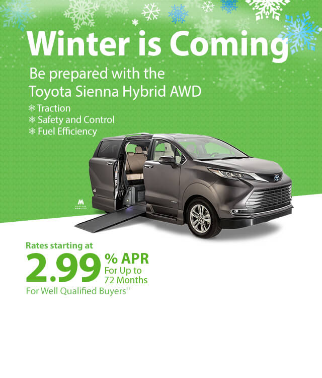 Winter is Coming be prepared with the Toyota Sienna Hybrid AWD Traction, Safety and Control and Fuel Efficiency